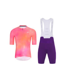 HOLOKOLO Cyklistický krátky dres a krátke nohavice - COSMA - fialová/oranžová/ružová